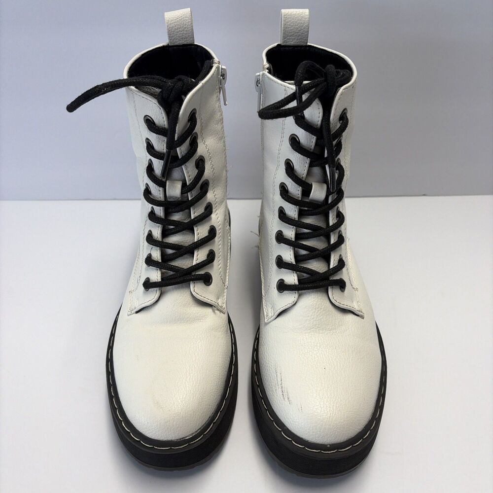 Sincerely Jules Harley Women Lace Up Combat Boots White w/Black Sole Size 6.5